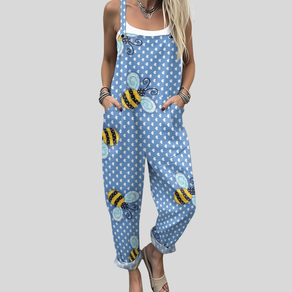 Latzhose mit Bienen Hellblau