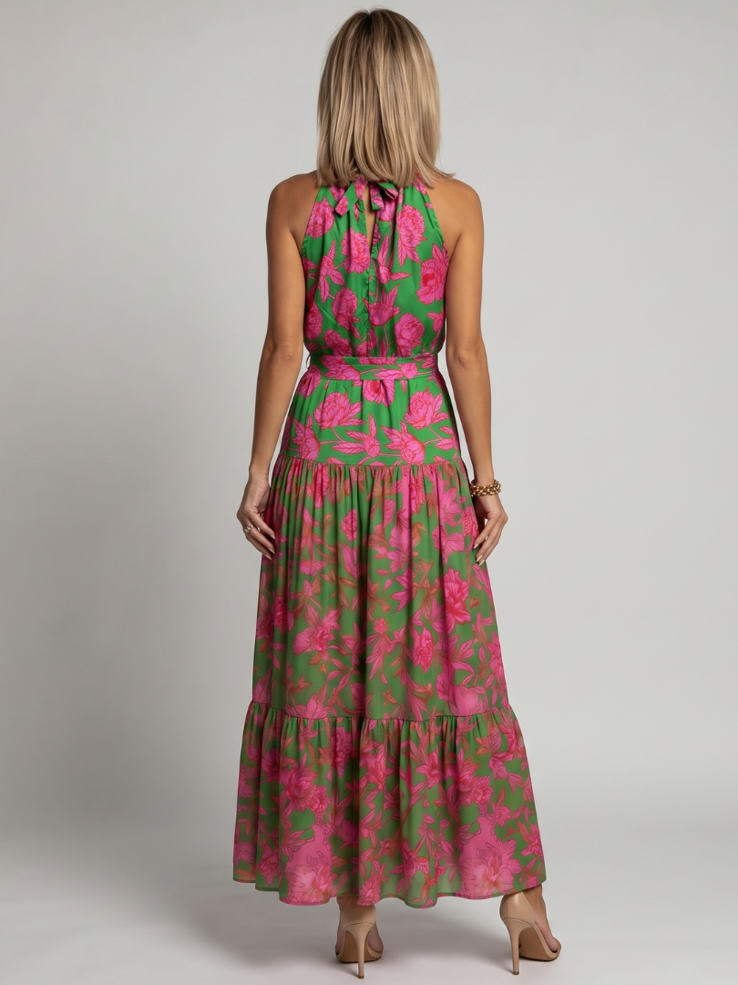 Rosalind - Drapiertes Neckholder-Midikleid