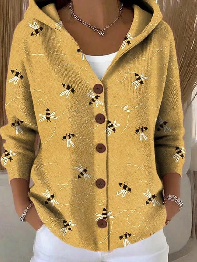 Émilienne - Gemusterte Kapuzen-Strickjacke
