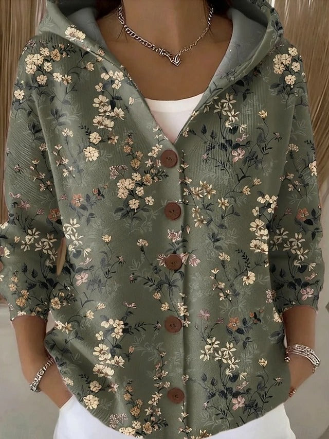 Émilienne - Gemusterte Kapuzen-Strickjacke