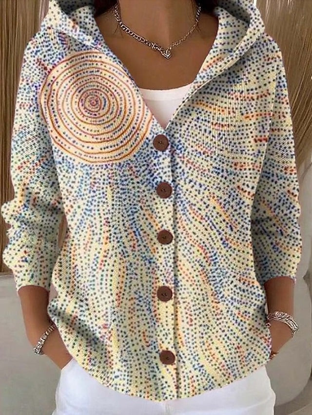 Émilienne - Gemusterte Kapuzen-Strickjacke