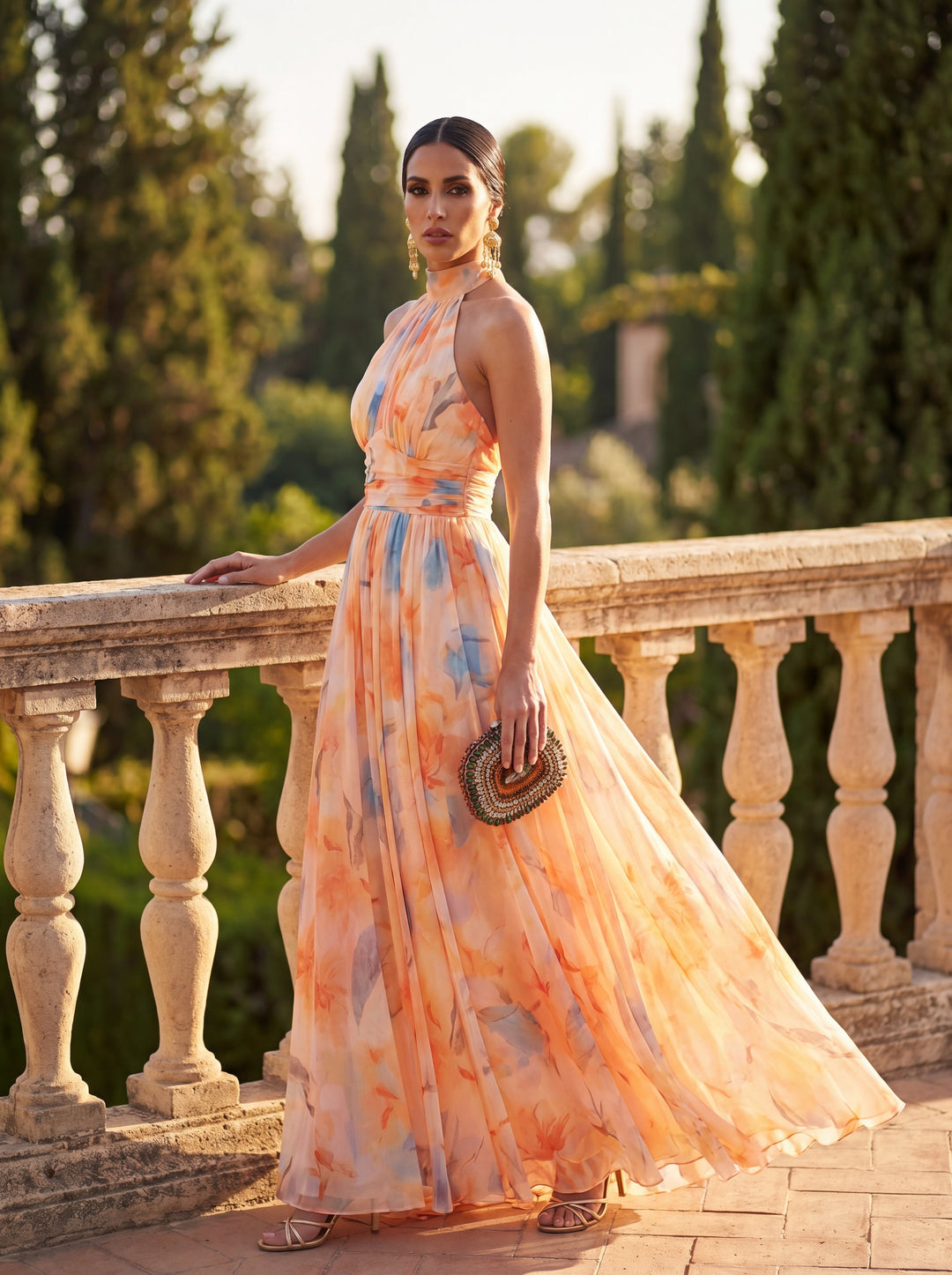 Aurora - Aquarell-Neckholderkleid