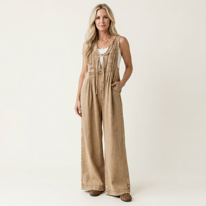 Griselda | Weitbein-Overall mit Plissee