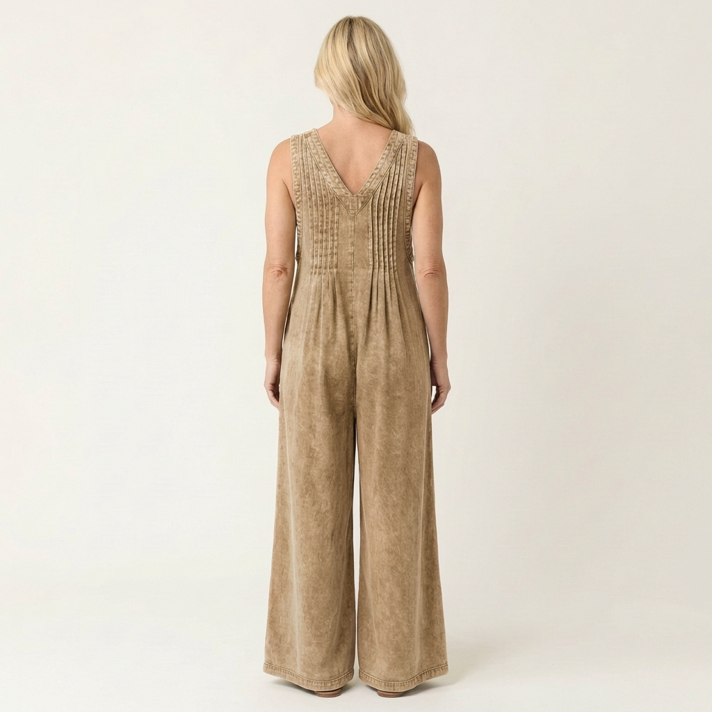 Griselda | Weitbein-Overall mit Plissee