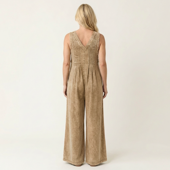 Griselda | Weitbein-Overall mit Plissee