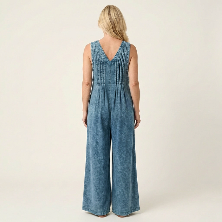 Griselda | Weitbein-Overall mit Plissee