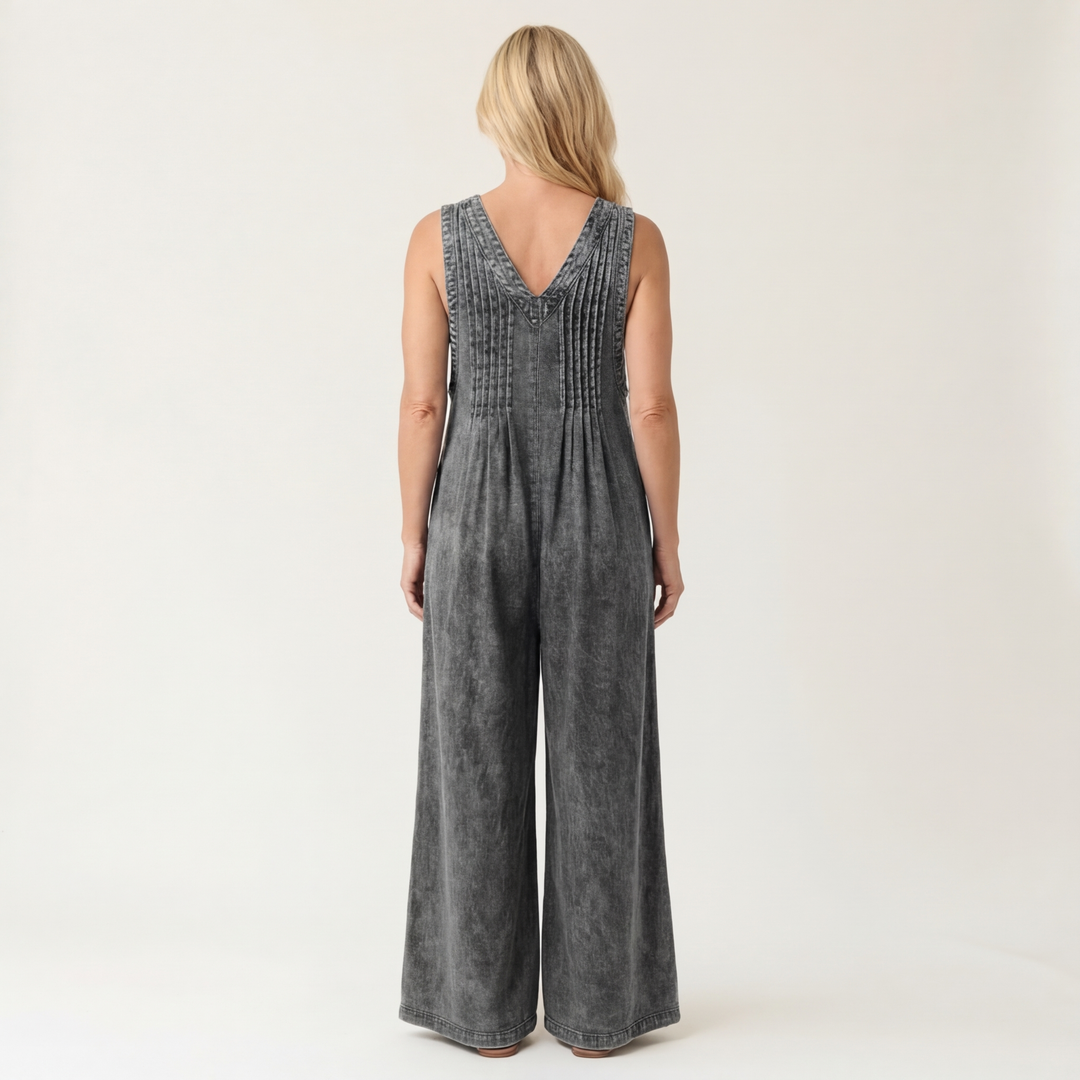Griselda | Weitbein-Overall mit Plissee