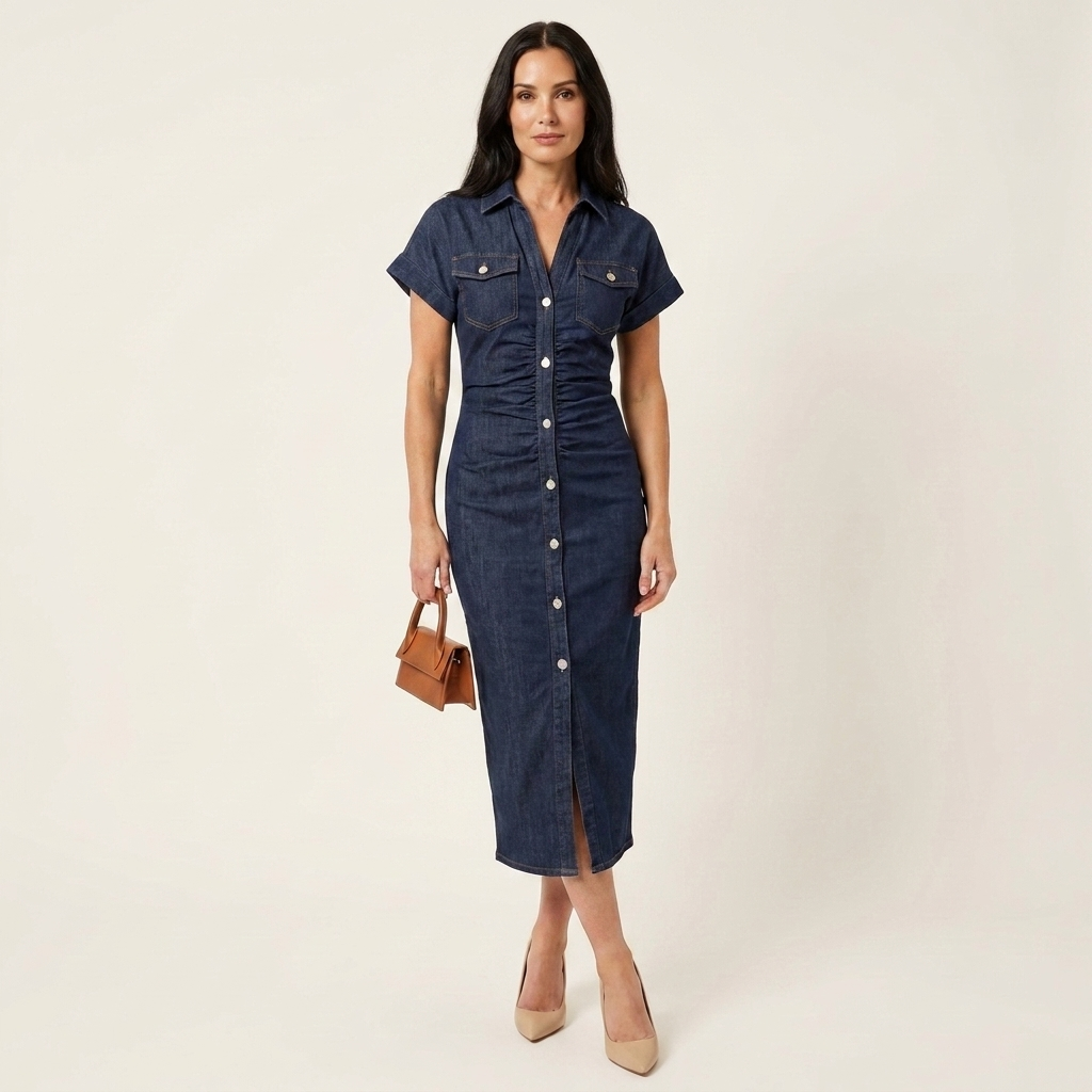 Maya | Bodycon-Midikleid mit Knopfleiste vorne