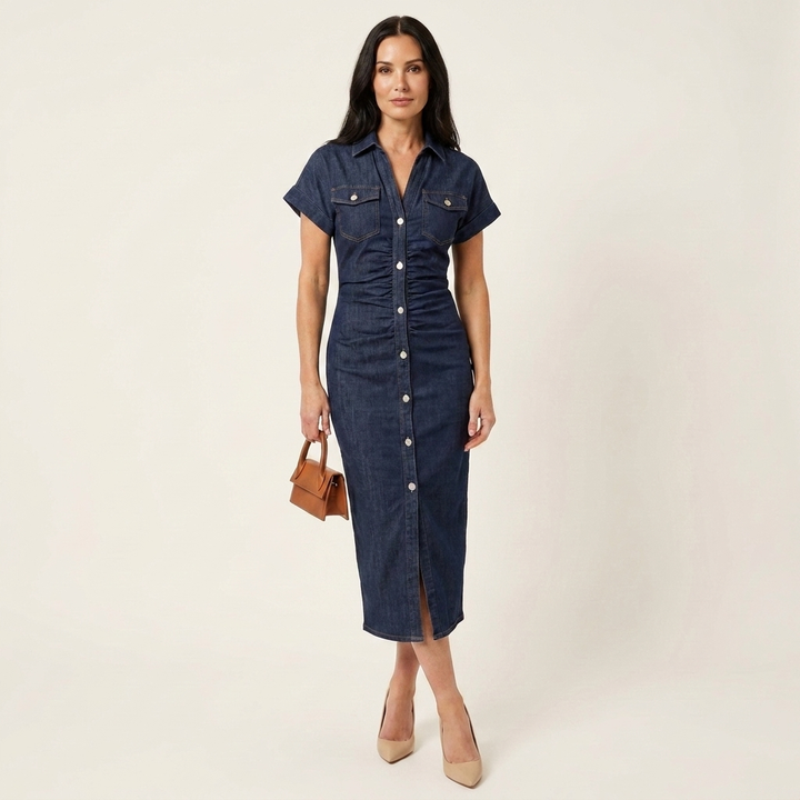 Maya | Bodycon-Midikleid mit Knopfleiste vorne