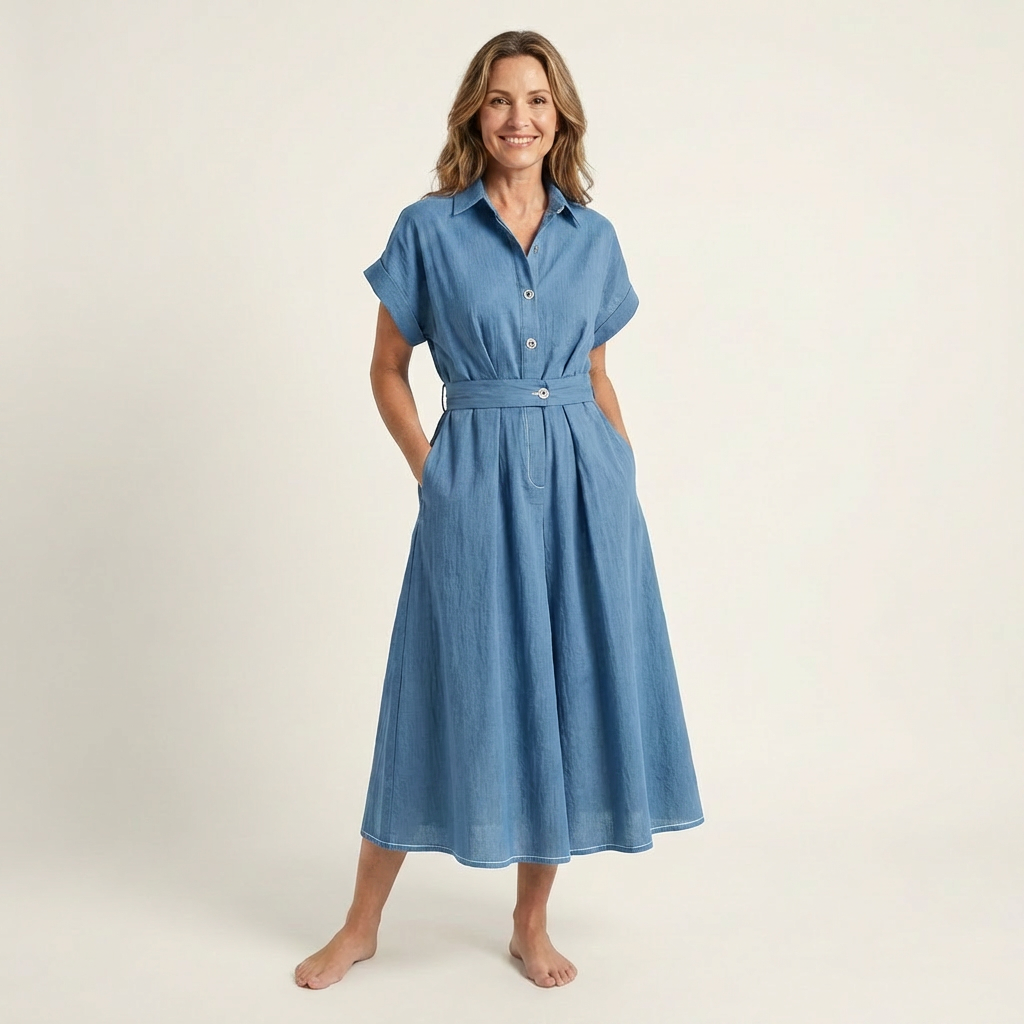 Melody | Midikleid mit Knopfleiste und Gürtel