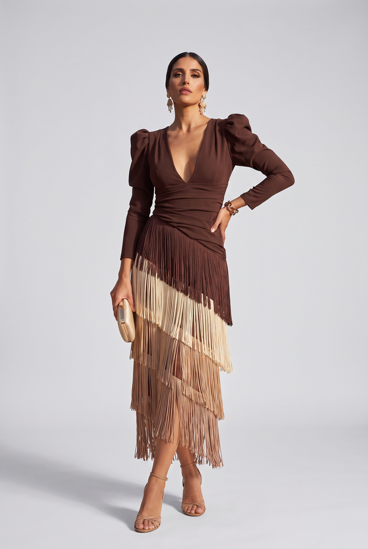 Ronda - Wickelkleid mit Fransen